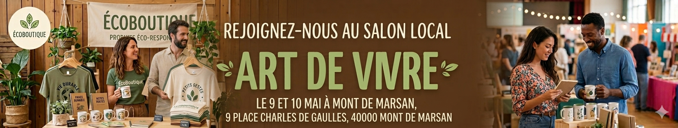 Venez découvrir nos collections de calepins, t-shirts et mugs écoresponsables au Salon Art de Vivre : l'occasion parfaite de se rencontrer en vrai !